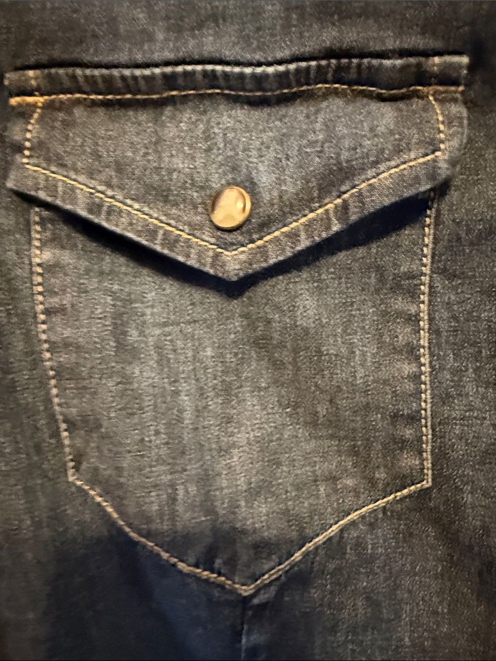 Dark Blue Denim Western Shirt - Women's Snap Button-Front Jean Shirt-Medium - Picture 3 of 12